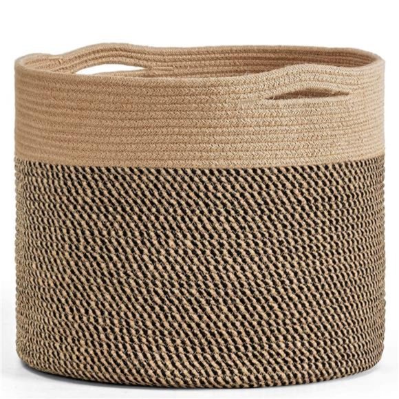 Large Cotton Rope Basket 15.8"x15.8"x13.8-Baby Laundry Woven Blanket Nursery Bin - Picture 1 of 7